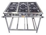 Fogão Industrial 6 Bocas 3 Duplas 3 Simples 30x30 Perfil 7 de Baixa Pressão Em AÇO Inox - Cristal aço