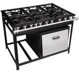 Fogão Industrial 6 Bocas 30X30 Perfil 5 com Forno 87L Tampa Aço Inox - Gastromixx - Cristalaço