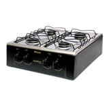 Fogão Portátil 4 Bocas De Mesa A Gás Preto Braslar asiático jr inox