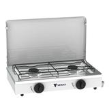 Fogão Portátil A Gás Glp Venax Flamalar 2 Bocas c/ Tampa De Metal Branco