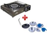 Fogão Portátil Duo Ceramik + Kit Panela Aluminio Express - Nautika