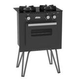 Fogão Portátil Venax Mini Cook 2 Bocas Com Forno A Gás GLP Preto