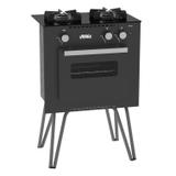 Fogão Portátil Venax Mini Cook 2 Bocas Com Forno A Gás GN Preto