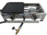 Fogareiro Caminhoneiro Inox A Gás 2 Bocas Com Meia Chapa E Super Chama - Global utilidades