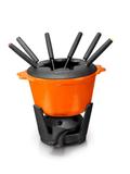 Fondue Cor Laranja De Ferro Fundido 6 Espetos 1,2 Litros - Panela mineira