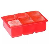 Forma de silicone 6 cubos de gelo grande vermelha - Asg