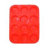 FORMA DE SILICONE PARA MUFFIN/CUPCAKE COM 12 UNIDADES Cor:Vermelho - 123 útil