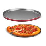 Forma Pizza Assadeira Redonda Antiaderente Vermelha 2 modelo - Mta