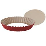 Forma Redonda Crespa com Fundo Removível para Bolo e Torta E Revestimento Interno Antiaderente Brasi - Cereja E Bege / 24 Cm - Tramontina