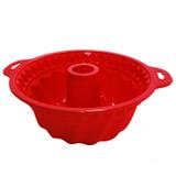 Forma Redonda para Bolo com Centro de Silicone HomeCook Vermelho