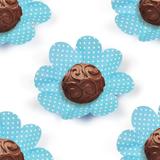Forminha Flor Baixa Poá Azul Claro e Branco 24 unidades - Festabox