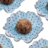 Forminha Flor de Seda Poá Azul e Marrom 40 unidades Decorart