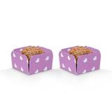 Forminhas para Doces Quadradas Cubo Coração Lilás e Branco 50 unidades - Festabox