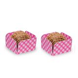 Forminhas para Doces Quadradas Cubo Xadrez Rosa e Branco 50 unidades - Festabox