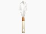 Fouet Batedor De Ovos Bolo Silcone e Bambu 26 cm Branco - Bekasa