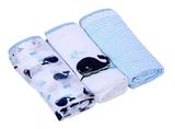 Fralda de pano bordada bainha os filhotes azul - Minasrey