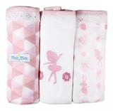 Fralda de pano bordada com bainha rosa - Minasrey