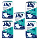 Fralda Geriátrica Adulto Mili Vita Tam M 5 Pacotes com 9 fraldas Total 45 fraldas com Super Gel