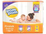 Fralda Pom Pom Proteção de Mãe Protek - Tam G 8 a 13kg 40 Unidades