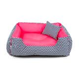 **FRETE GRÁTIS** Cama Pet para Cachorro e Gato Senhor Bicho Dupla Face Lola - Tamanho P - Chevron Azul Rosa