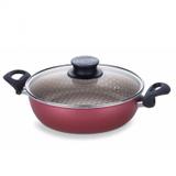 Frigideira Alumínio Antiaderente com Tampa de Vidro 24cm Paris Tramontina Vermelho