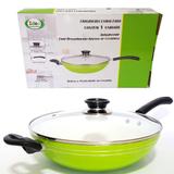 Frigideira Antiaderente 30cm Com Tampa de Vidro- IDEA - Dispensa Uso De Óleo