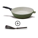 Frigideira Antiaderente revestimento de cerâmica 24cm Verde Casa Dona mais Espátula