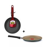 Frigideira Antiaderente Rochedo 20cm com Espátula Vitalle + Panquequeira Rochedo Gold Plus Antiadere