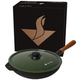 Frigideira de Ferro Fundido 28x70cm c/ Tampa esmaltada Verde - FFRV280TVD - Selo Inmetro - Venâncio