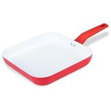 Frigideira Grill Alum. Revest. Cerâmico 28 cm Vermelho - Fratelli - Fratelli inox