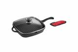 Frigideira Grill Cabo Ferro 260x260 C/Tampa Vidro quadrada - Panela mineira