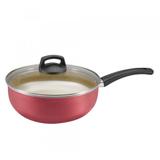 Frigideira Wok 24 Antiaderente Cereja c/ tampa de vidro - Panelux