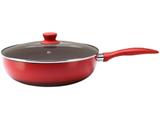 Frigideira Wok Antiaderente Brinox 28cm com Tampa - Vermelho Ceramic Life Smart