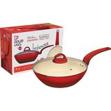 Frigideira Wok com Cabo 28 Antiaderente Intense Euro Vermelha