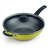 Frigideira Wok Nº 32 C/ Tampa E Antiaderente 33Cm Amarelo - Alumínio oliveira