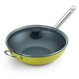 Frigideira Wok Nº 32 C/ Tampa E Antiaderente 33Cm Amarelo - Alumínio oliveira