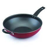 Frigideira Wok Nº32 Antiaderente C/ Cabo E Alça 33Cm Vermelho - Alumínio oliveira