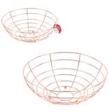 Fruteira / cesta de mesa aramado redonda metalizado cobre / rose 27cm de ø - Wellmix