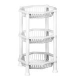 Fruteira De Chao De Plastico Oitavado Branco Com 3 Andares 60X33Cm - Plasnew