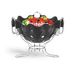Fruteira de mesa de metal/plastico preta com pe 18x28cm de ø - Niquelart