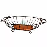 Fruteira Oval Rustica Artesanal Ferro E Madeira - Uai artesanatos
