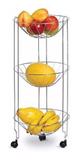 Fruteira Tripla Cromada Resistente Redonda Chão Rodinha Inox - Loja catarinense