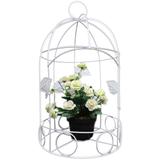 Gaiola decorativa redonda branca Folhas 26x47 Monte Real