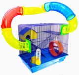 Gaiola Hamster DistribuiPet 3 Andares Tubos Divertidos Completa Cor Azul