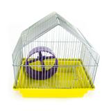 Gaiola para hamster capela com roda mais roe amarela