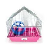 Gaiola Para Hamster Capela Com Roda Mais Roe Rosa