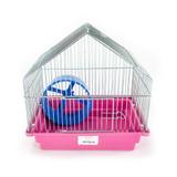 Gaiola para hamster capela com roda mais roe rosa