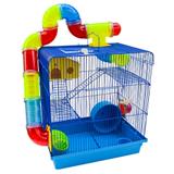 Gaiola Para Hamster Roedores Jel Plast Super Luxo 3 Andares Azul
