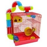 Gaiola Para Hamster Roedores Jel Plast Super Luxo 3 Andares Vermelha