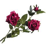 Galho Haste Rosa Pink Flor Artificial 95cm Parece Natural - S.m.